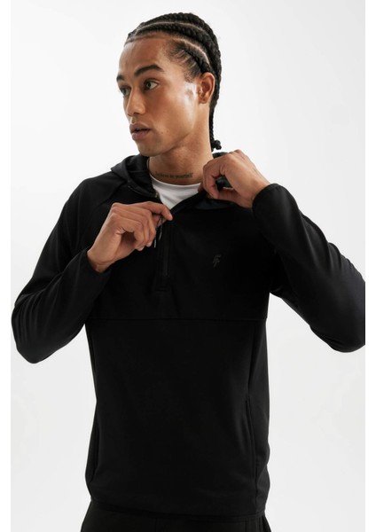 Fit Standart Fit Kapüşonlu Fermuarlı Pike Sporcu Sweatshirt C9181AX24AU