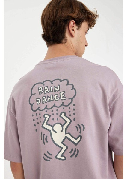 %100 Pamuk Keith Haring Boxy Fit Bisiklet Yaka Baskılı Kısa Kollu Tişört C6521AX24AU