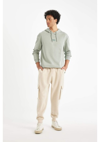 Regular Fit Jogger Eşofman Altı Kargo Cepli Basic Düz Beli Bağcıklı Lastikli Paça Y5533AZ24AU