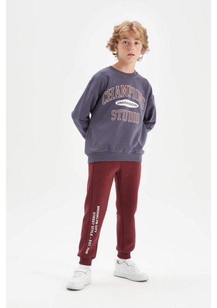 Erkek Çocuk Oversize Geniş Kalıp Bisiklet Yaka Yazı Baskılı Okul Sweatshirt D0983A824AU indirimleri