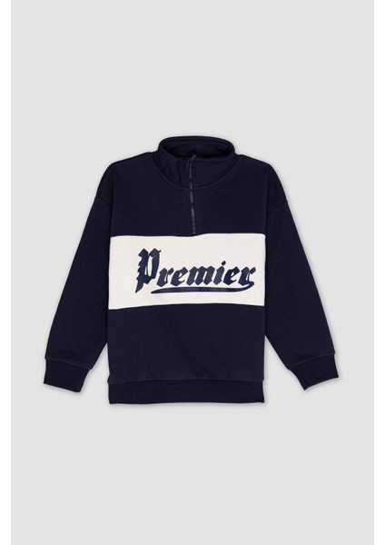 Erkek Çocuk Oversize Geniş Kalıp Yarım Fermuarlı Baskılı Sweatshirt D1910A824WN modelleri