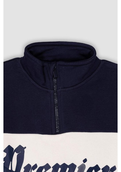 Erkek Çocuk Oversize Geniş Kalıp Yarım Fermuarlı Baskılı Sweatshirt D1910A824WN fırsatları