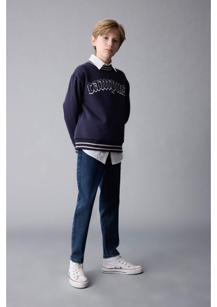 Erkek Çocuk Carrot Fit Düz Paça Cepli Jean Pantolon C5719A824WN