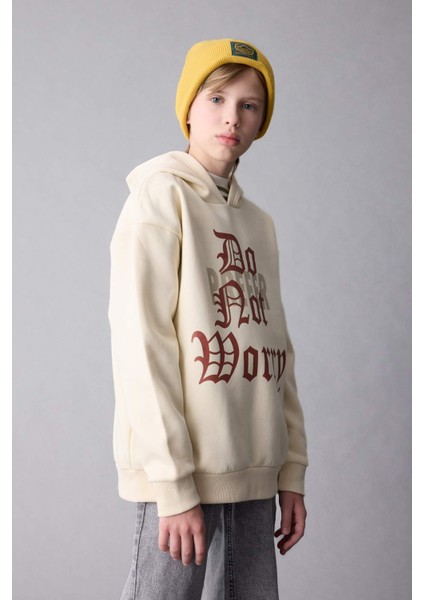 Erkek Çocuk Oversize Geniş Kalıp Kapüşonlu Baskılı Sweatshirt D1908A824WN fırsatları