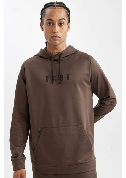 Fit Standart Fit Kapüşonlu Cepli Skuba Dalgıç Kumaş Sporcu Sweatshirt D1950AX24AU