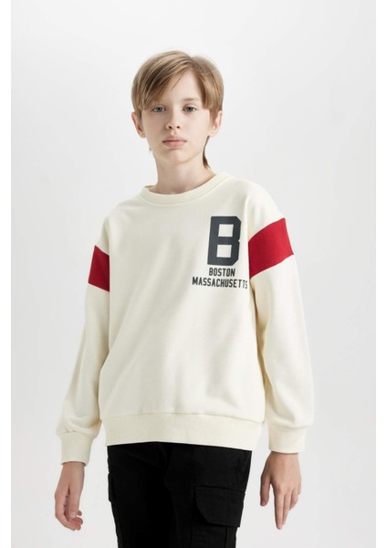 Erkek Çocuk Bisiklet Yaka Sırt Baskılı Kalın Sweatshirt C9796A824AU