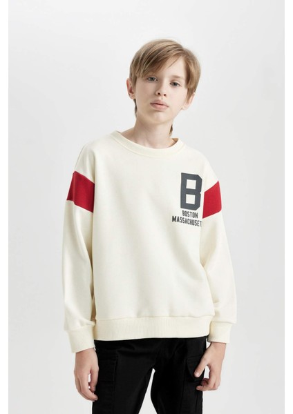 Erkek Çocuk Bisiklet Yaka Sırt Baskılı Kalın Sweatshirt C9796A824AU