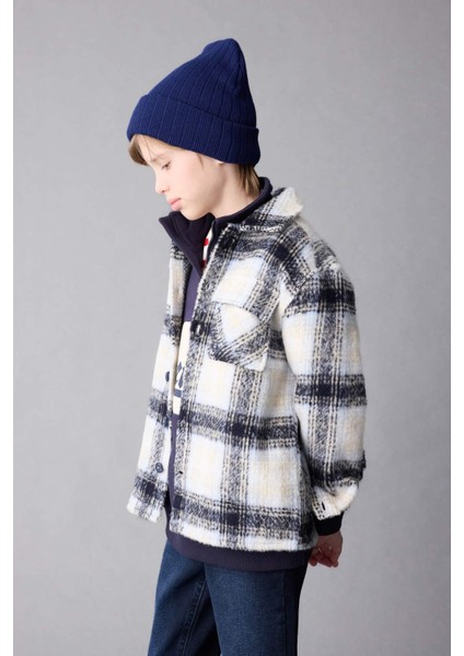 Erkek Çocuk Oversize Geniş Kalıp Polo Yaka Flanel Kareli Gömlek C9076A824WN