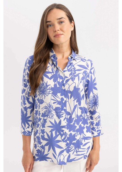 Loose Fit Desenli Uzun Kollu Gömlek U3684AZ24SM