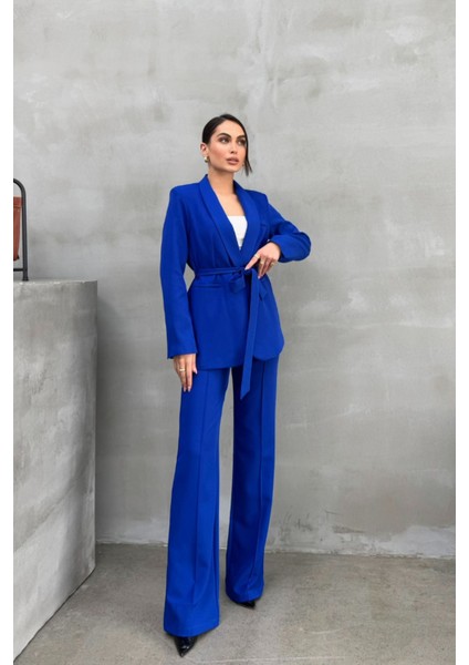 Kadın Ikili Kuşaklı Blazer Ceket Pantolon Takım fiyatları