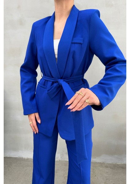 Kadın Ikili Kuşaklı Blazer Ceket Pantolon Takım fırsatları