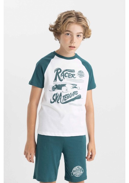Erkek Çocuk Pijama Takımı Baskılı Kısa Kollu Üst Şort C7912A824SM
