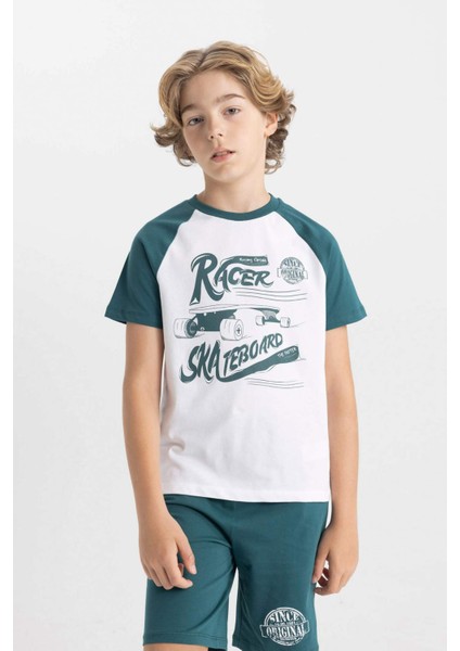 Erkek Çocuk Pijama Takımı Baskılı Kısa Kollu Üst Şort C7912A824SM
