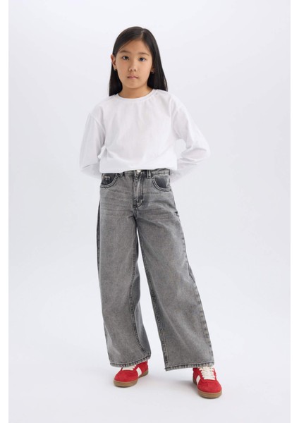 Kız Çocuk Wide Leg Geniş Bol Paça Cepli Pantolon C8534A824AU