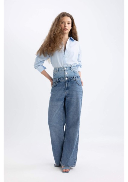 90's Wide Leg Yüksek Bel Geniş Bol Paça Uzun Jean Pantolon C5718AX24SP