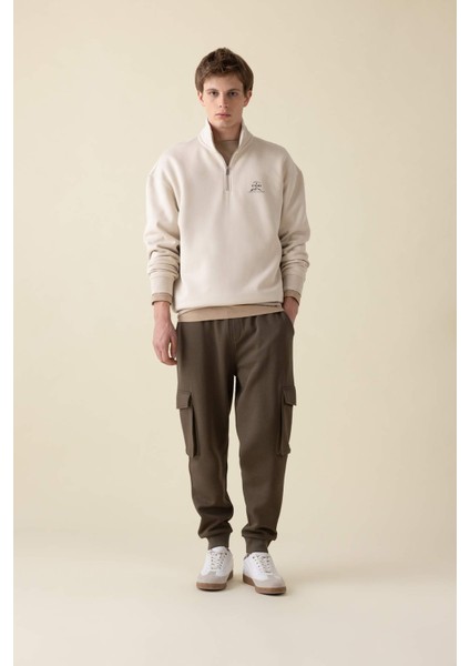 Regular Fit Jogger Eşofman Altı Kargo Cepli Basic Düz Beli Bağcıklı Lastikli Paça Y5533AZ24AU