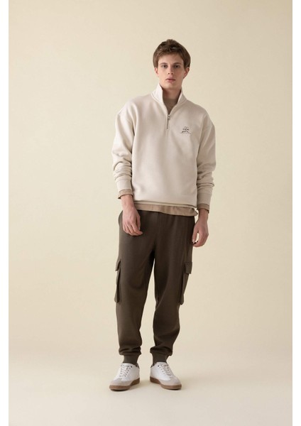 Regular Fit Jogger Eşofman Altı Kargo Cepli Basic Düz Beli Bağcıklı Lastikli Paça Y5533AZ24AU
