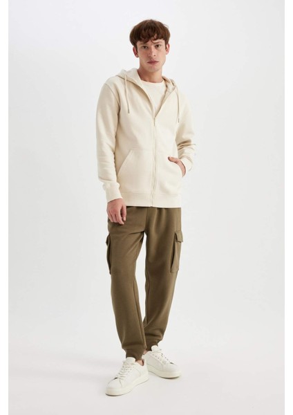 Regular Fit Jogger Eşofman Altı Kargo Cepli Basic Düz Beli Bağcıklı Lastikli Paça Y5533AZ24AU