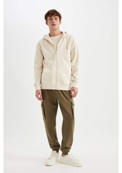 Regular Fit Jogger Eşofman Altı Kargo Cepli Basic Düz Beli Bağcıklı Lastikli Paça Y5533AZ24AU