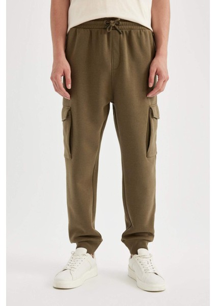 Regular Fit Jogger Eşofman Altı Kargo Cepli Basic Düz Beli Bağcıklı Lastikli Paça Y5533AZ24AU