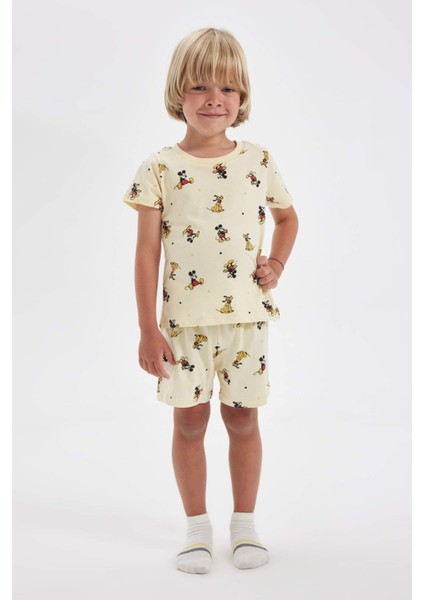 Erkek Bebek Disney Mickey & Minnie Pijama Takımı Penye Kısa Kollu Üst Şort C3531A524HS