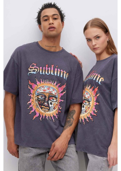 Unisex Ramones Oversize Geniş Kalıp Bisiklet Yaka Kısa Kollu Yıkamalı Soluk Efektli Tişört C3773AX24SM