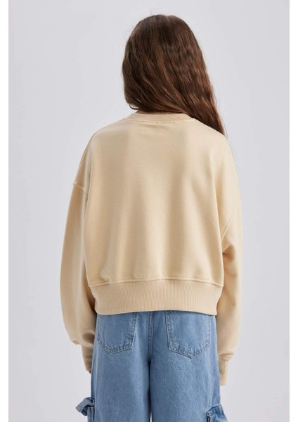 Kız Çocuk Oversize Geniş Kalıp Bisiklet Yaka Baskılı Sweatshirt A6158A823AU indirimleri