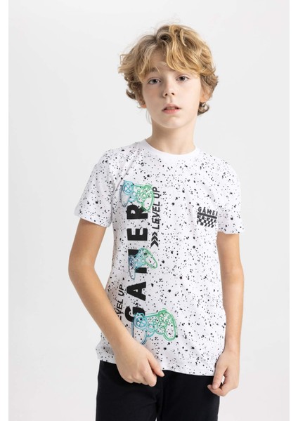 Erkek Çocuk Pijama Takımı Baskılı Kısa Kollu Üst Beli Lastikli Uzun Alt B5546A824SP modelleri