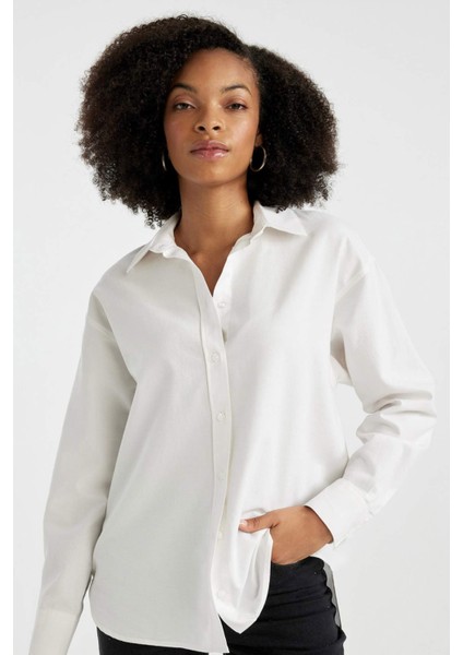 Oversize Geniş Kalıp Oxford Uzun Kollu Gömlek V2439AZ24SP