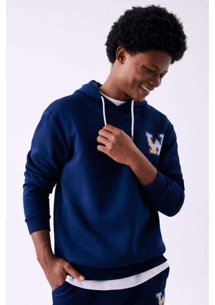 Fit NBA Golden State Warriors Standart Fit Kapüşonlu Sırt Baskılı Kalın Sweatshirt A7216AX23AU