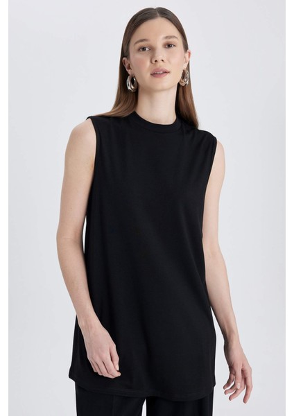 Regular Fit Bisiklet Yaka Kolsuz Basic Düz Tunik A8352AX24SP