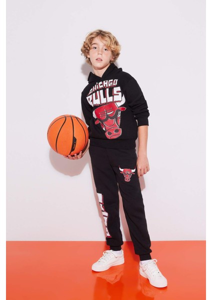 Erkek Çocuk NBA Chicago Bulls Jogger Eşofman Altı Beli Bağcıklı Lastikli Paça Cepli Kalın B4910A823WN