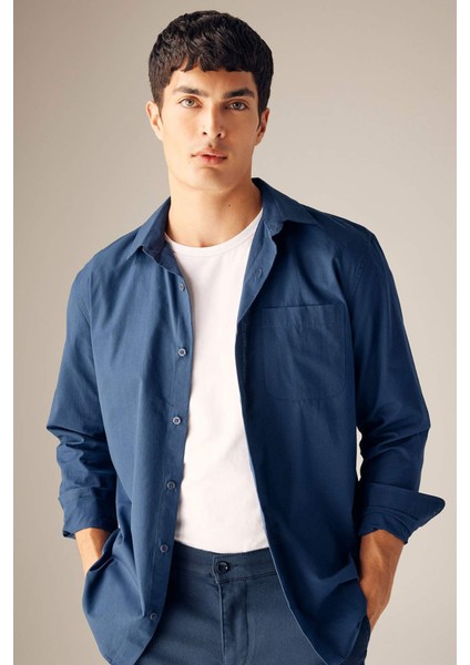 Regular Fit Poplin Uzun Kollu Gömlek A8030AX23AU