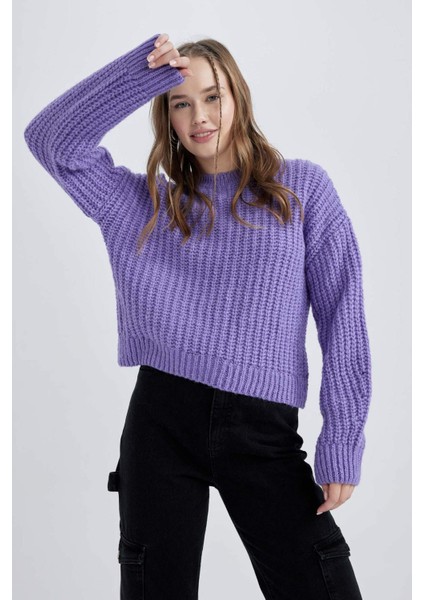 Coool Oversize Geniş Kalıp Bisiklet Yaka Triko Kazak V1811AZ23WN