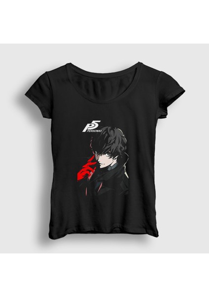 Kadın Siyah Ren Amamiya Joker Oyun Persona 5 T-Shirt