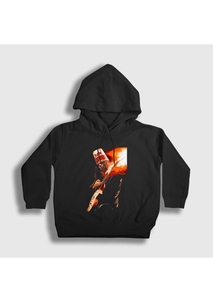 Unisex Çocuk Siyah Fire Guitar Buckethead Kapüşonlu Sweatshirt