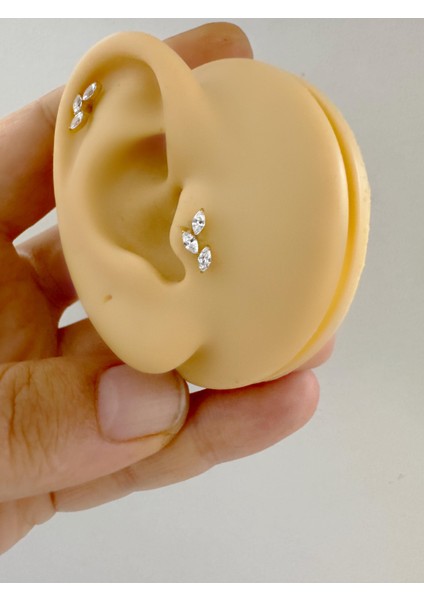 1 Adet G23 Titanium ( Titanyum) Zirkon Taşlı Tragus Kıkırdak Conch Flat Helix Lobe Uyumlu Piercing