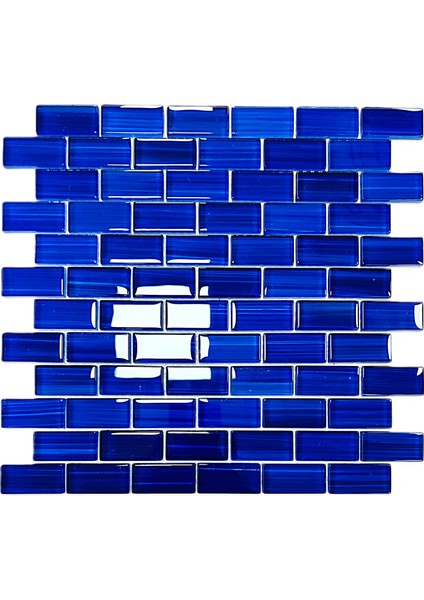 Mutfak Tezgah Arası, Havuz, Banyo, Sauna, Spa, ve Yaşam Alanlarının Tüm Yüzeyleri Için. 23X48MM Mavi. 30X30CM. Fileli Kristal Mozaik.