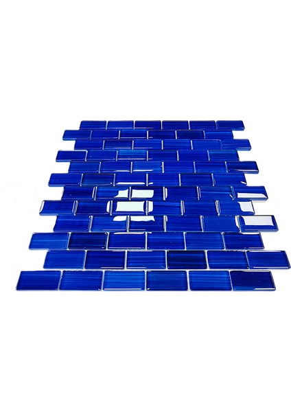 Mutfak Tezgah Arası, Havuz, Banyo, Sauna, Spa, ve Yaşam Alanlarının Tüm Yüzeyleri Için. 23X48MM Mavi. 30X30CM. Fileli Kristal Mozaik. fırsatları