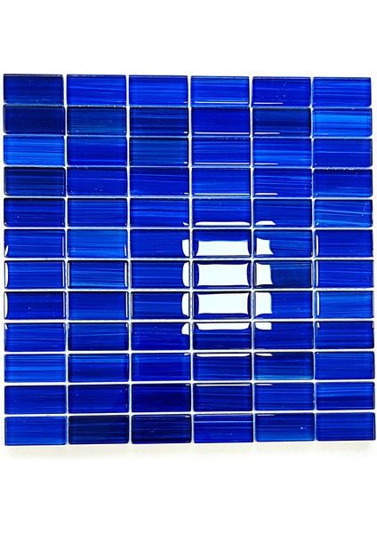 Mutfak Tezgah Arası, Havuz, Banyo, Sauna, Spa, ve Yaşam Alanlarının Tüm Yüzeyleri Için. 23X48MM Mavi. 30X30CM. Fileli Kristal Mozaik.