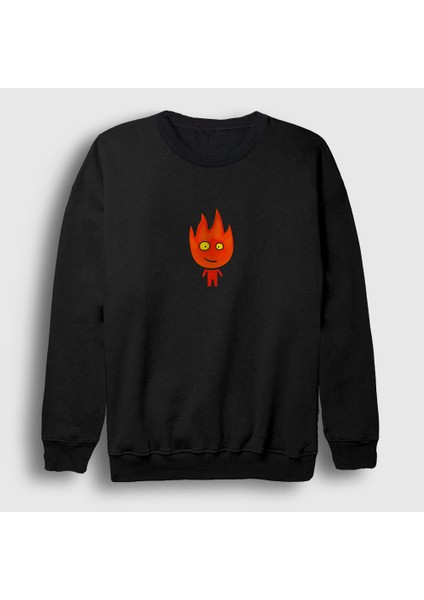 Unisex Siyah Ateş ve Su Oyun Fireboy Sevgili Sweatshirt