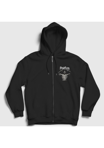 Unisex Siyah Poatan Mma Ufc Alex Pereira Fermuarlı Kapüşonlu Sweatshirt