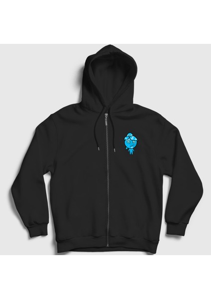 Unisex Siyah Ateş ve Su Oyun Watergirl Sevgili Fermuarlı Kapüşonlu Sweatshirt