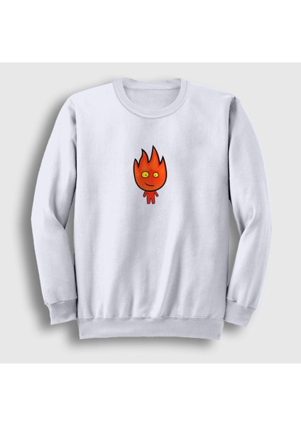 Unisex Beyaz Ateş ve Su Oyun Fireboy Sevgili Sweatshirt
