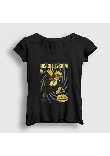 Kadın Siyah Harry Du Bois Oyun Disco Elysium T-Shirt