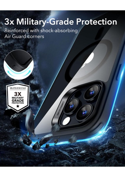 iPhone 16 Pro Max Uyumlu Halolock Magsafe Classic Hybrid Silikon Kılıf Şeffaf Siyah