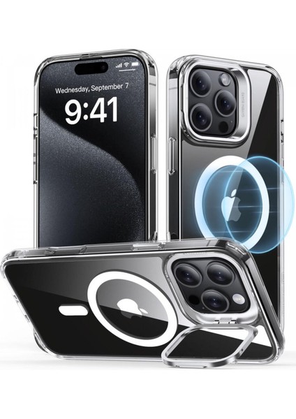 iPhone 16 Pro Max Kılıf HaloLock MagSafe Classic Hybrid Standlı Silikon – Şeffaf