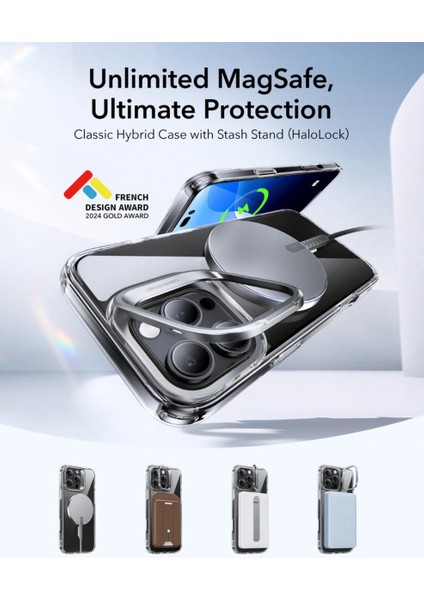 iPhone 16 Pro Max Kılıf HaloLock MagSafe Classic Hybrid Standlı Silikon – Şeffaf fiyatları