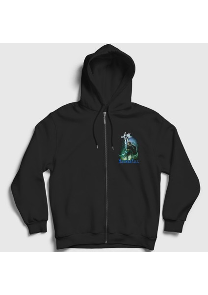 Unisex Siyah High Hammerfall Fermuarlı Kapüşonlu Sweatshirt