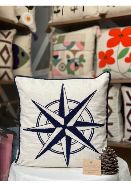 Marin Grubu 2’li Punch Nakışlı Yastık Kılıfı Pamuk Kırlent